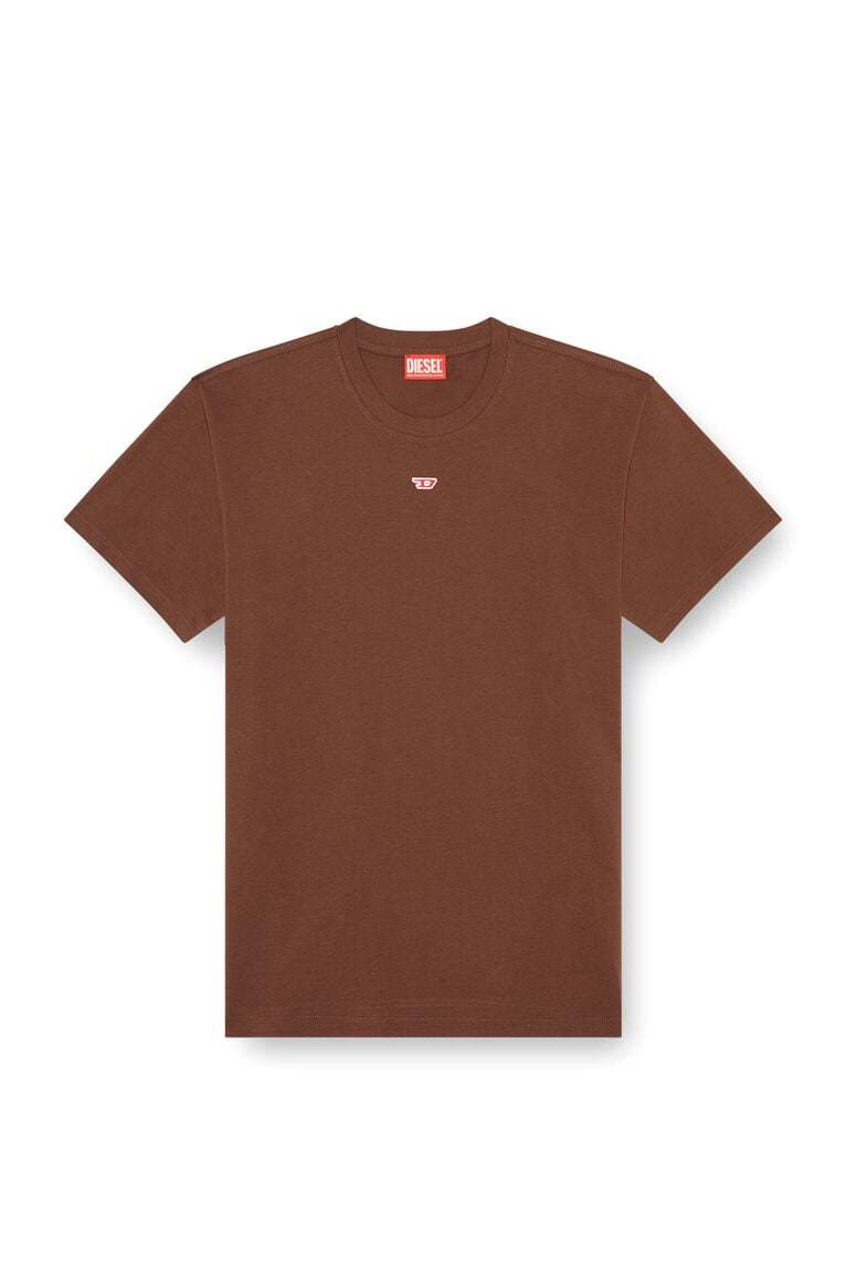 T-shirt with embroidered D patch-Brown