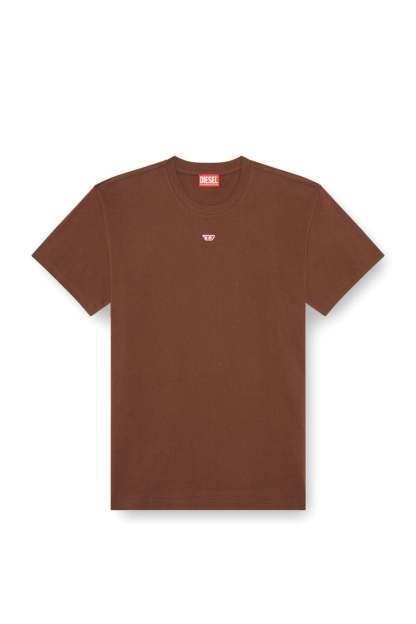 T-shirt with embroidered D patch-Brown