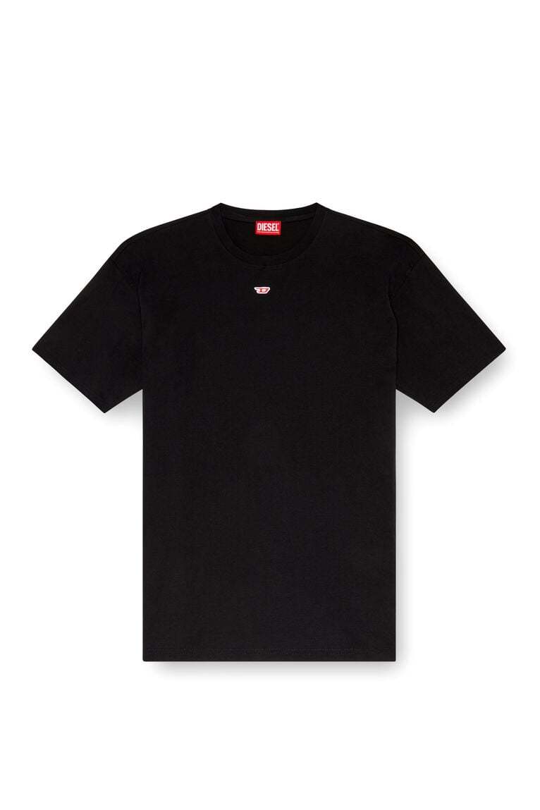 T-shirt with embroidered D patch-Black