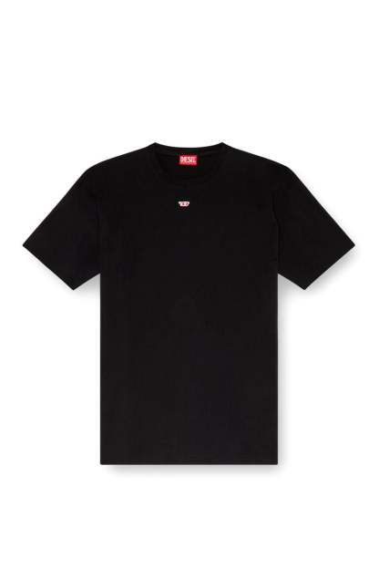 T-shirt with embroidered D patch-Black