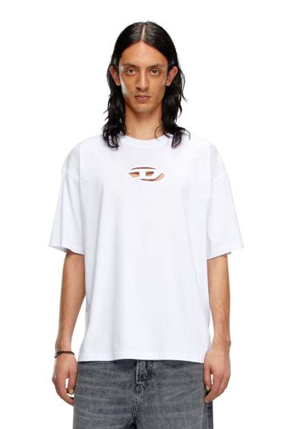 T-shirt with embroidered Oval D-White