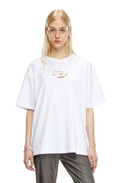 T-shirt with embroidered Oval D-White