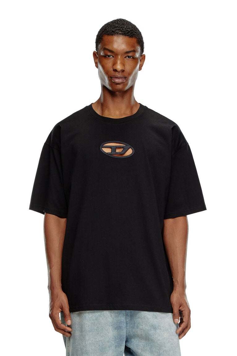 T-shirt with embroidered Oval D-Black