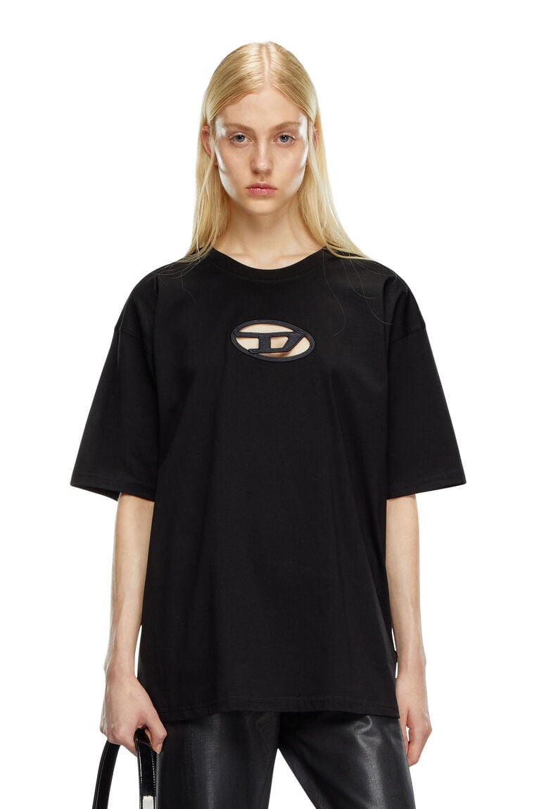 T-shirt with embroidered Oval D-Black