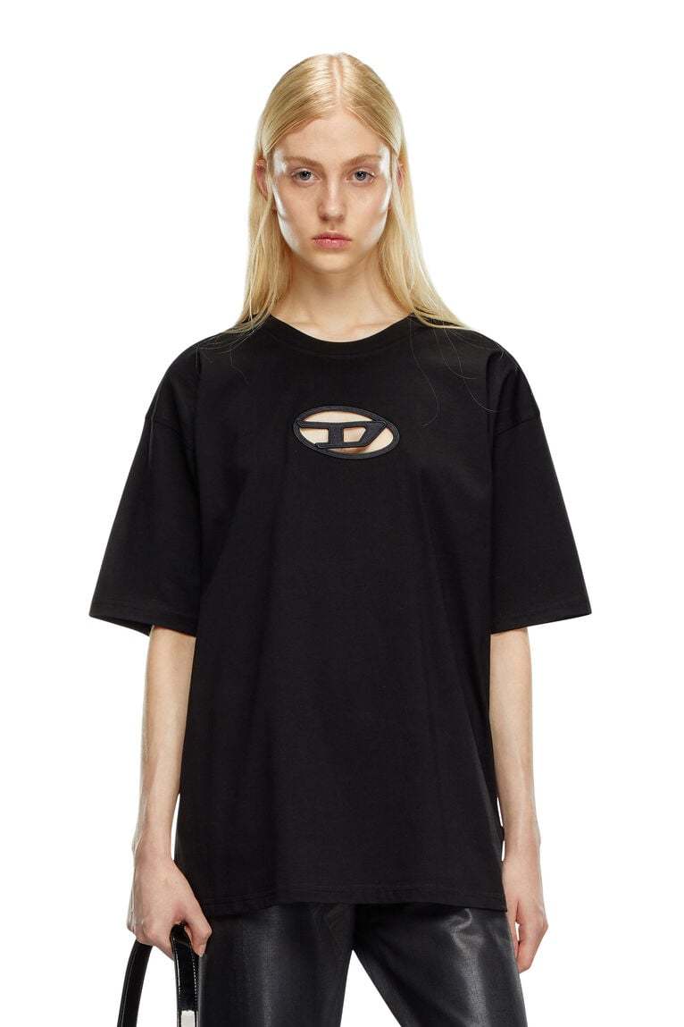 T-shirt with embroidered Oval D-Black