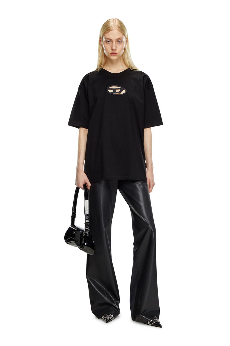 T-shirt with embroidered Oval D-Black