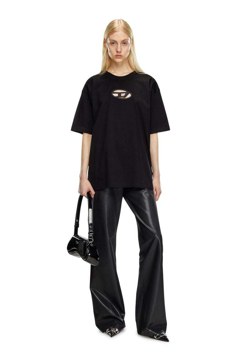 T-shirt with embroidered Oval D-Black