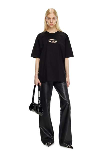 T-shirt with embroidered Oval D-Black