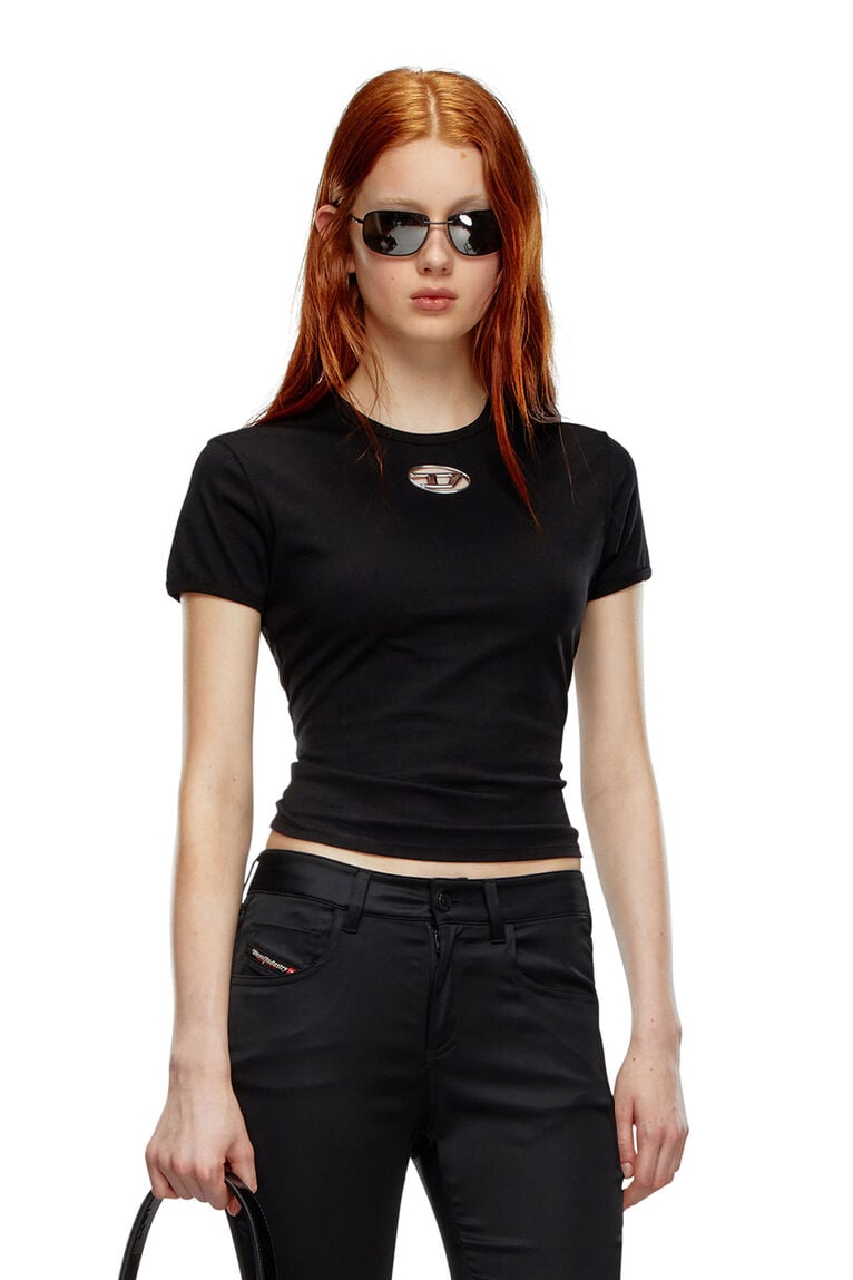 T-shirt with injection-moulded Oval D-Black