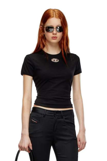 T-shirt with injection-moulded Oval D-Black