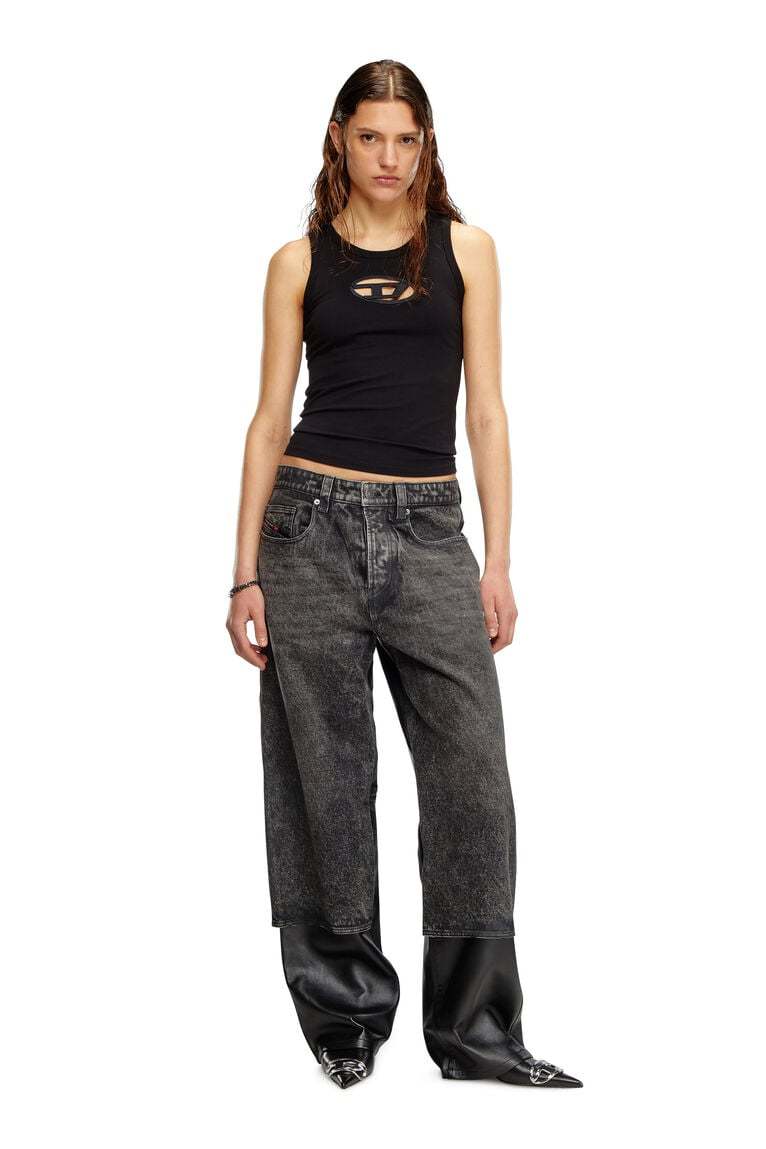 Tank top with cut-out Oval D logo-Black