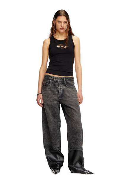 Tank top with cut-out Oval D logo-Black