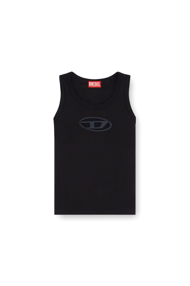 Tank top with cut-out Oval D logo-Black