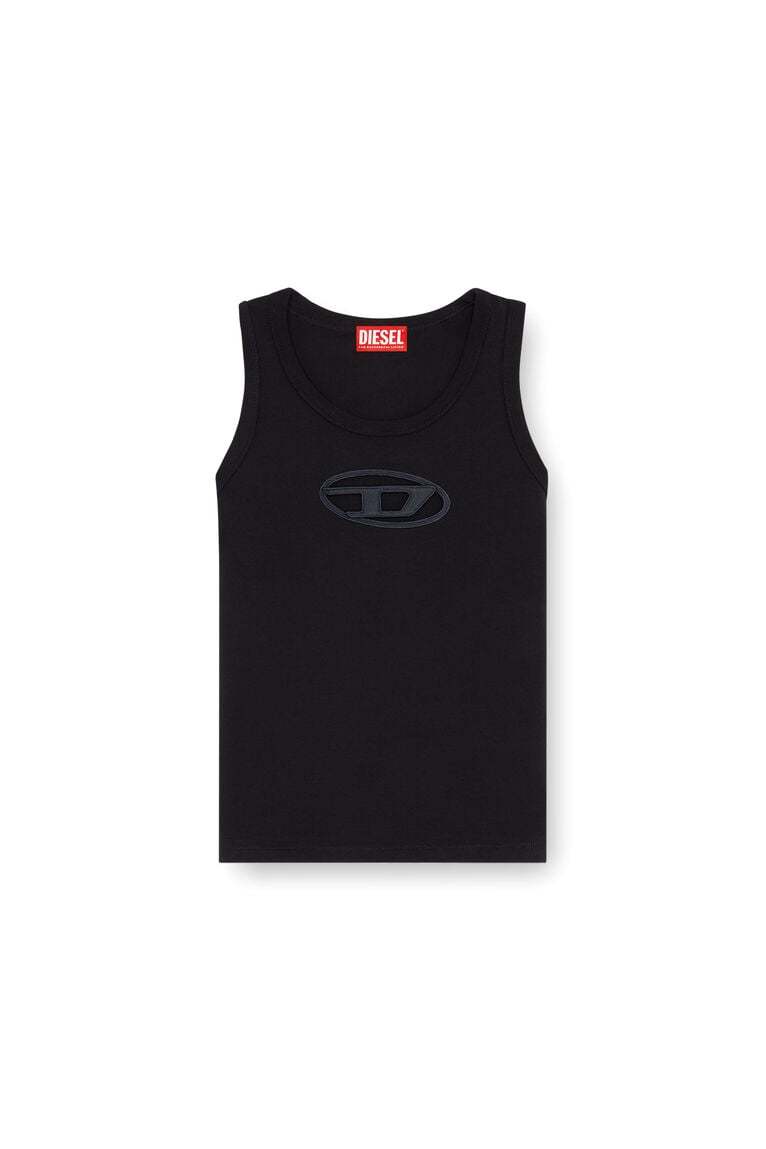 Tank top with cut-out Oval D logo-Black