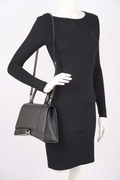 BALETKTNCIAGA Womens Hourglass Black Leather Medium