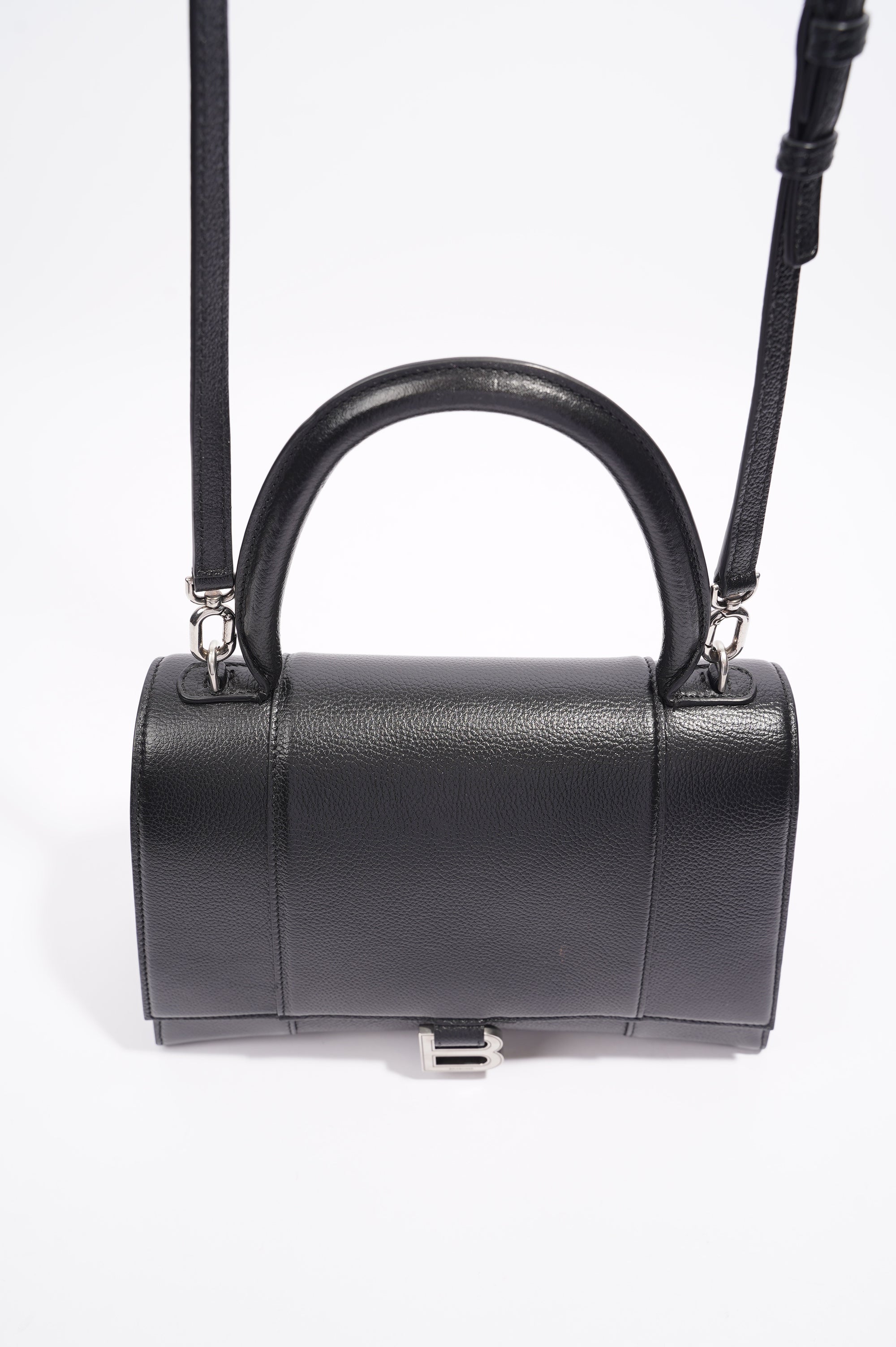 BALETKTNCIAGA Womens Hourglass Black Leather Medium