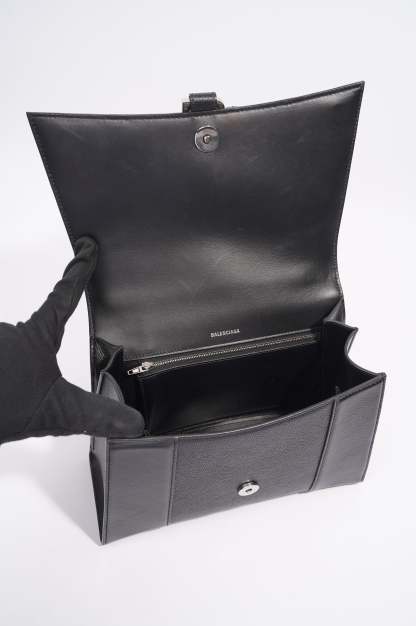 BALETKTNCIAGA Womens Hourglass Black Leather Medium