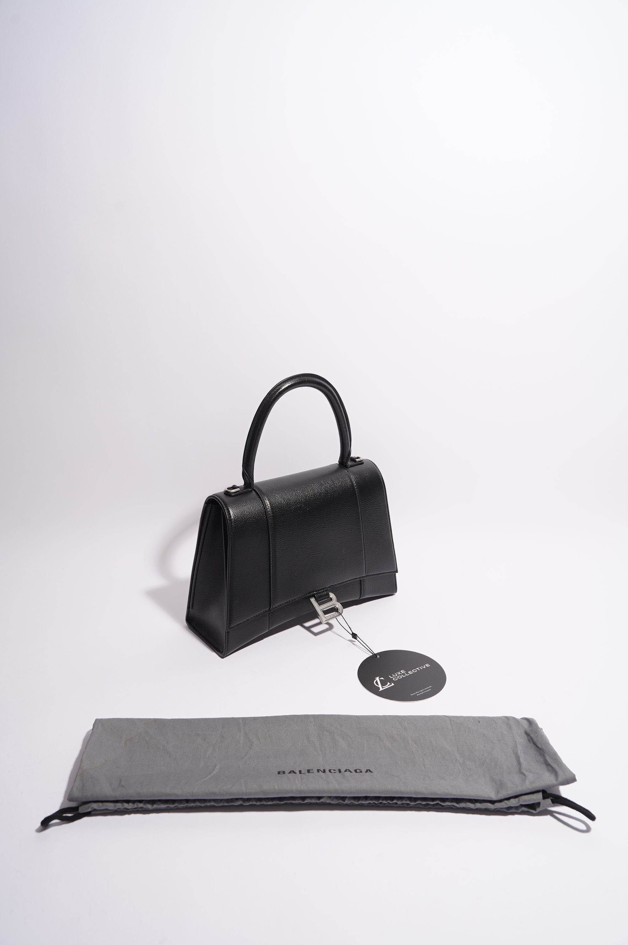 BALETKTNCIAGA Womens Hourglass Black Leather Medium