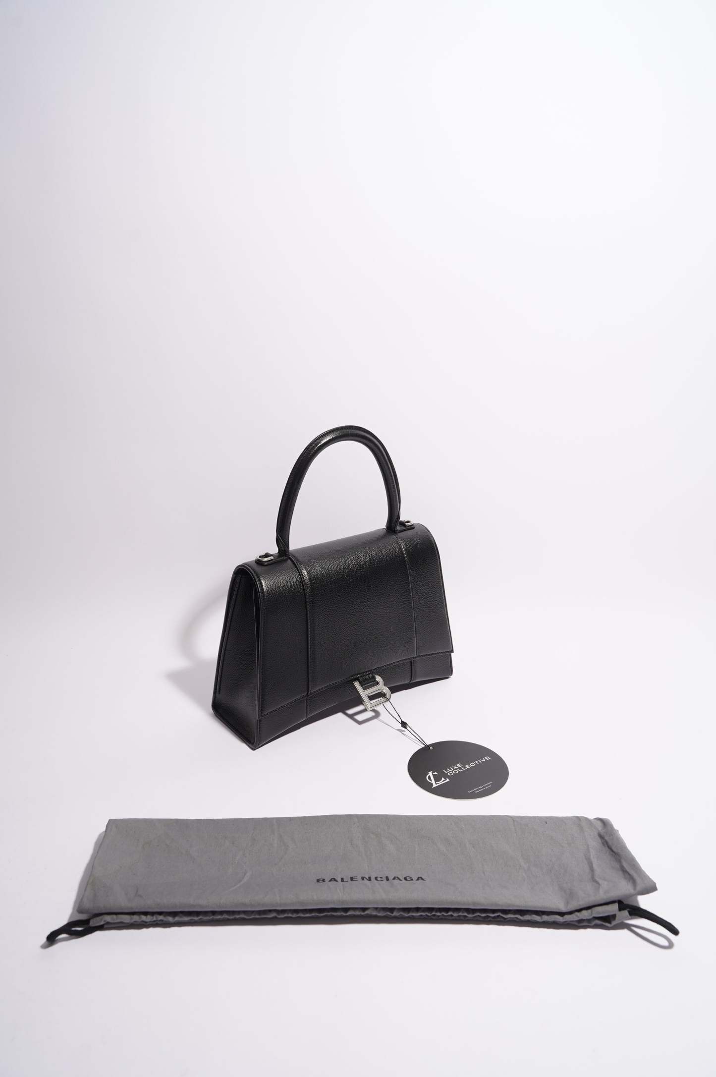 BALETKTNCIAGA Womens Hourglass Black Leather Medium