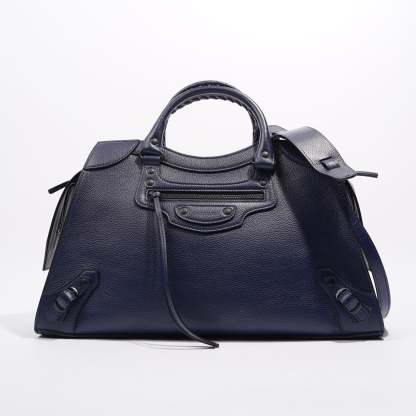 BALETKTNCIAGA Womens Neo City Bag Navy Leather Medium