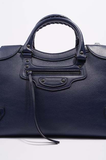 BALETKTNCIAGA Womens Neo City Bag Navy Leather Medium