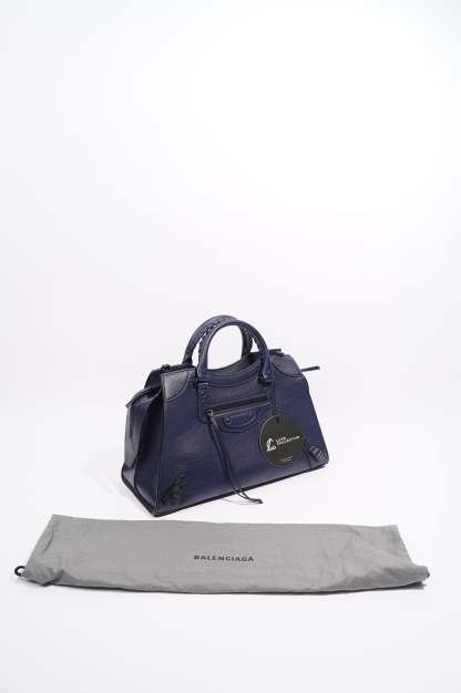 BALETKTNCIAGA Womens Neo City Bag Navy Leather Medium