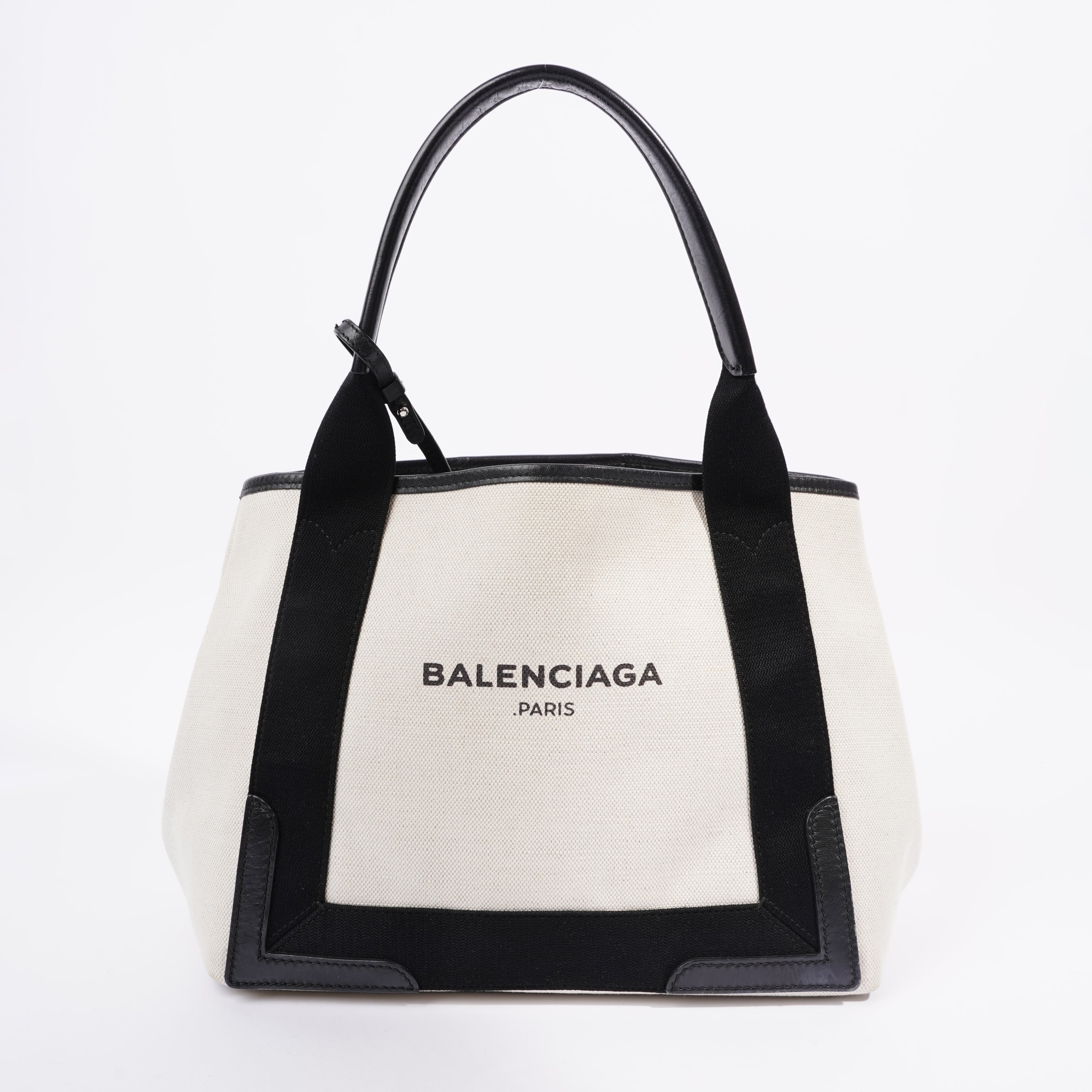 BALETKTNCIAGA Cabas Tote Bag Off white / Black Canvas Small