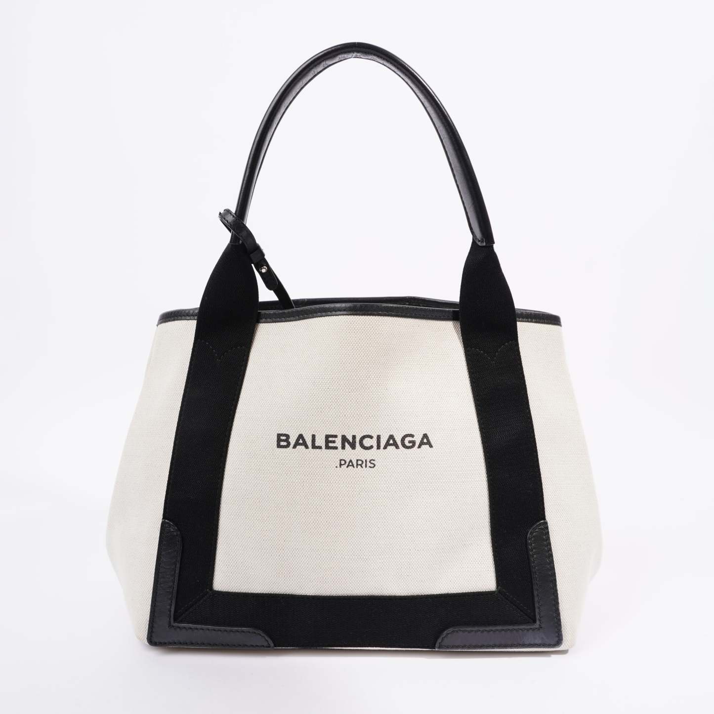 BALETKTNCIAGA Cabas Tote Bag Off white / Black Canvas Small