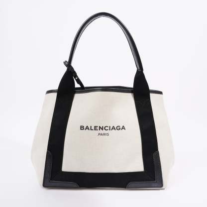 BALETKTNCIAGA Cabas Tote Bag Off white / Black Canvas Small