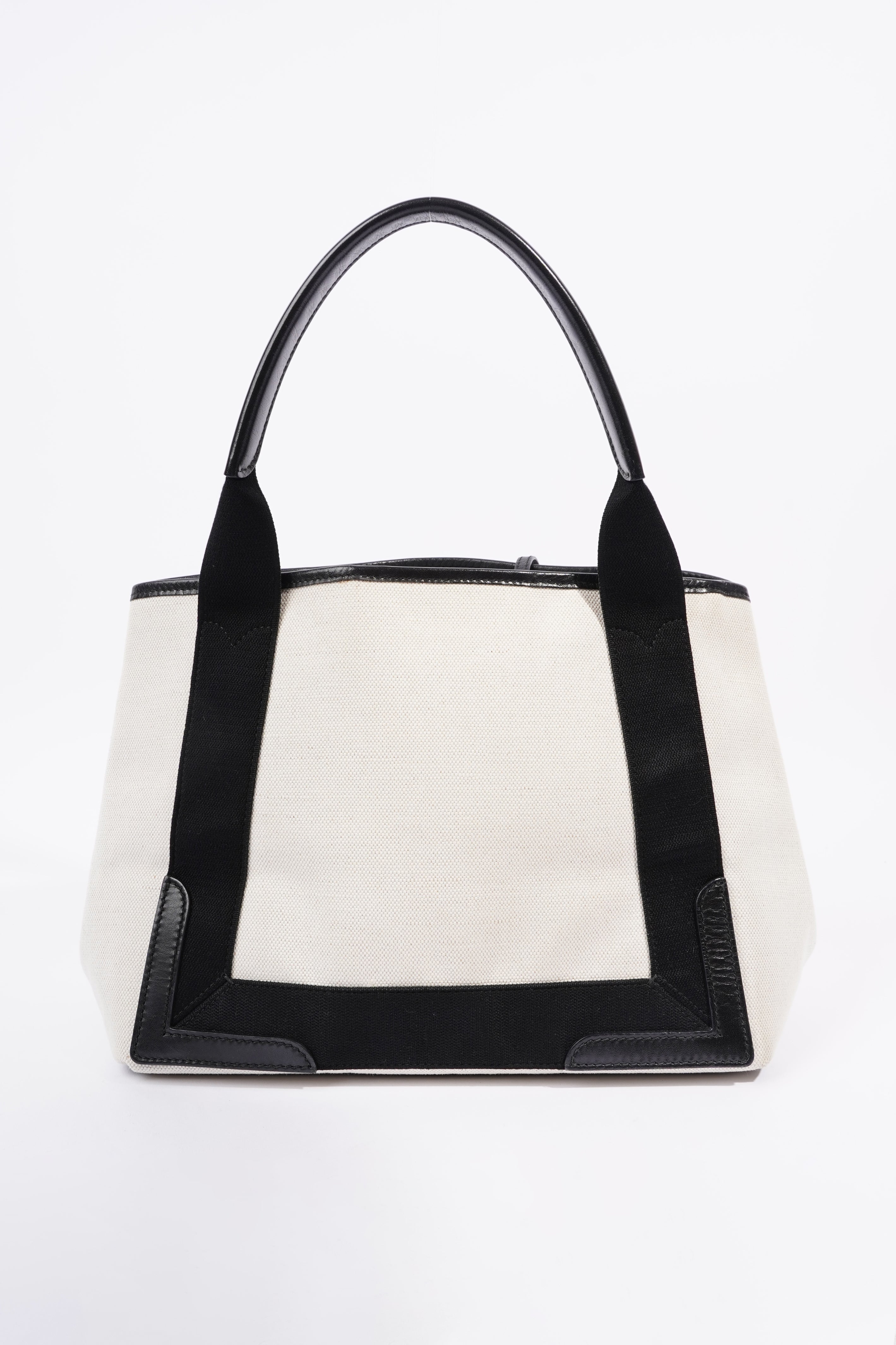 BALETKTNCIAGA Cabas Tote Bag Off white / Black Canvas Small