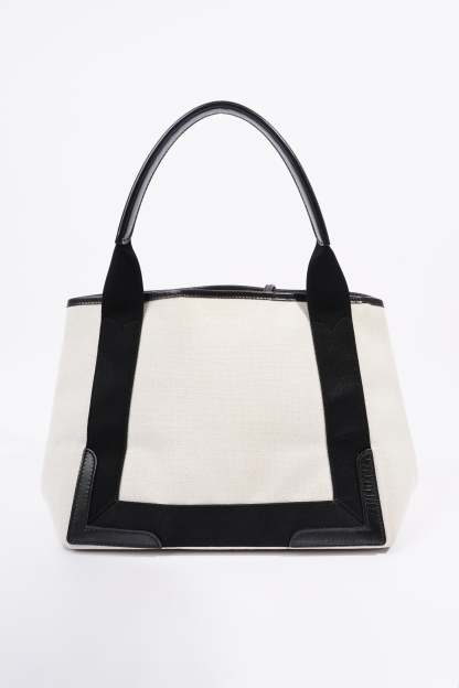 BALETKTNCIAGA Cabas Tote Bag Off white / Black Canvas Small