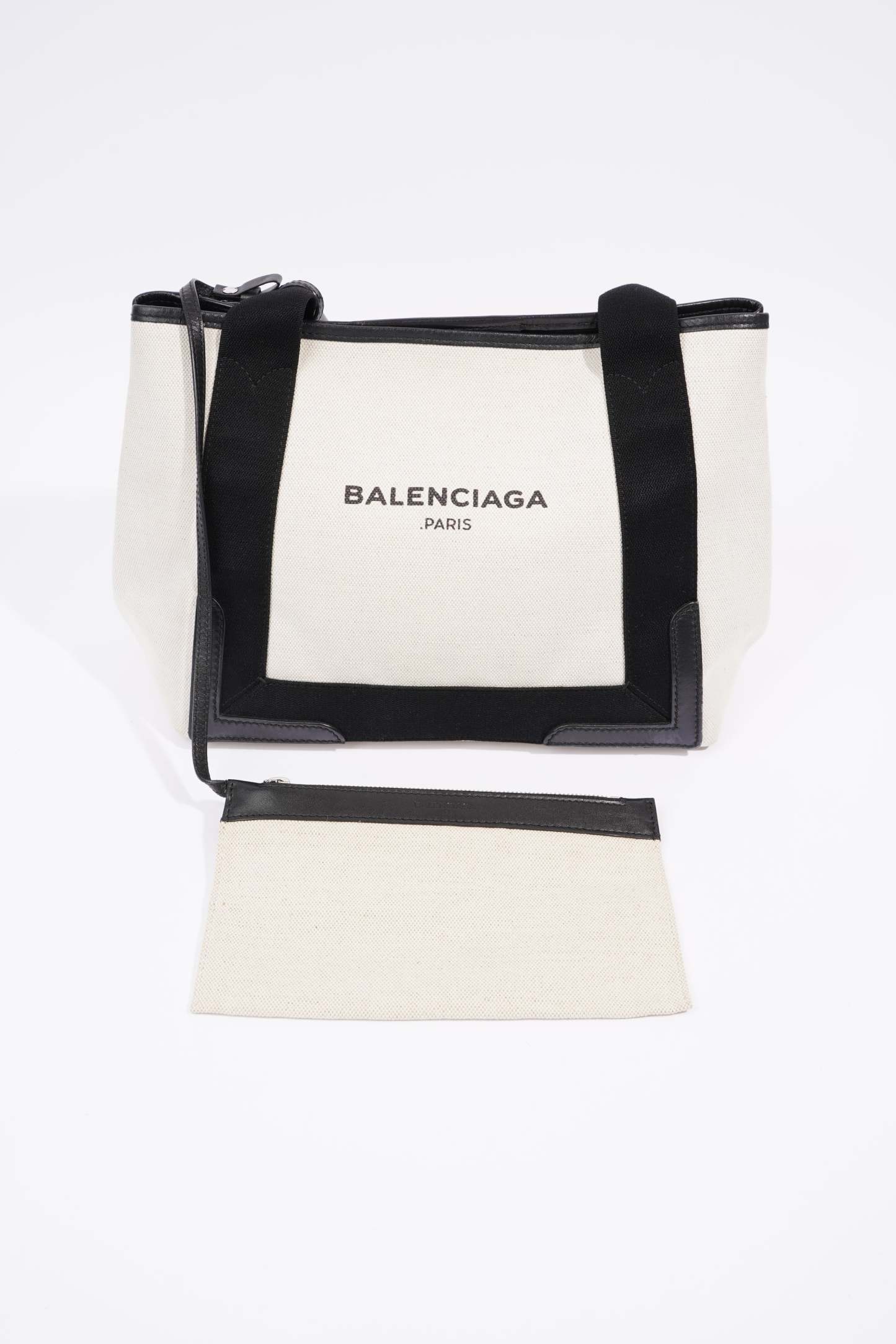 BALETKTNCIAGA Cabas Tote Bag Off white / Black Canvas Small