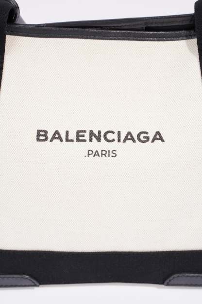 BALETKTNCIAGA Cabas Tote Bag Off white / Black Canvas Small