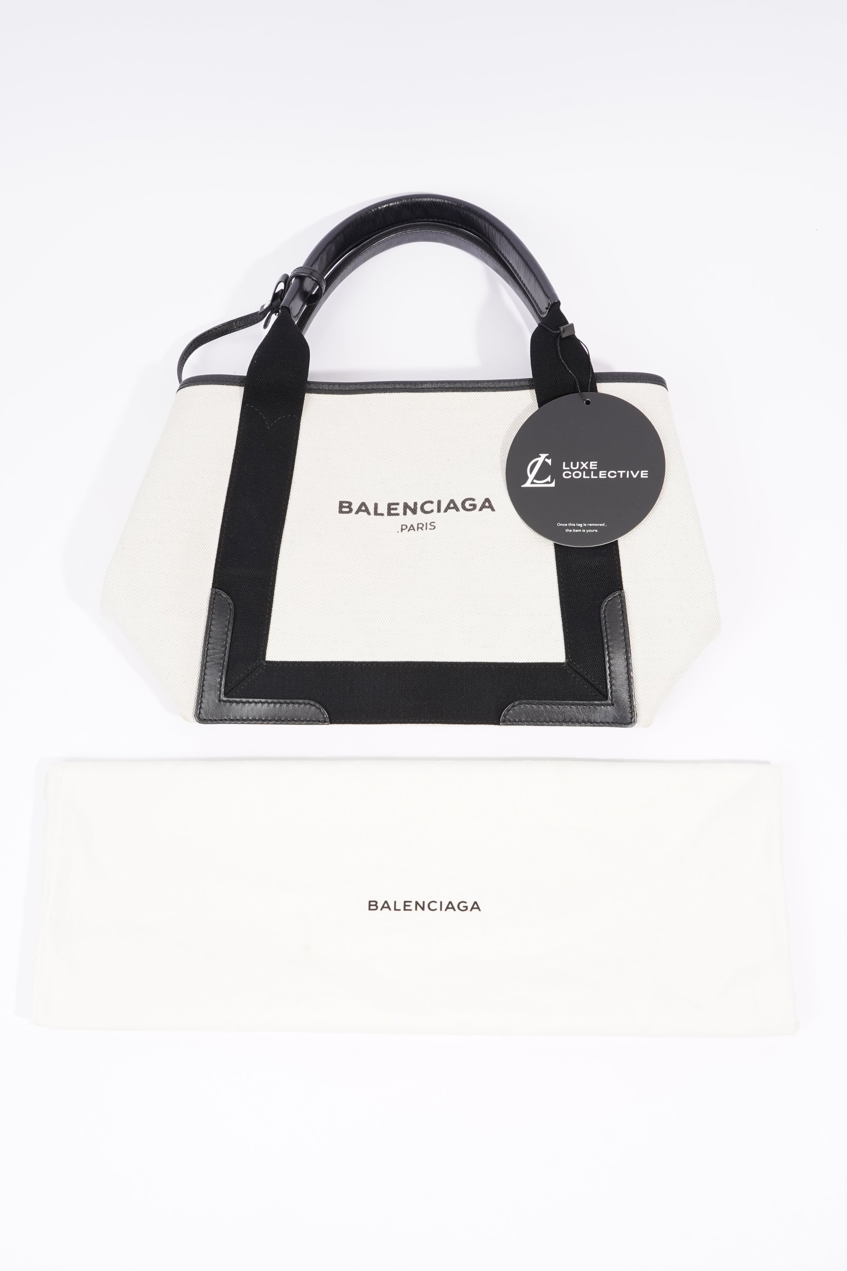 BALETKTNCIAGA Cabas Tote Bag Off white / Black Canvas Small
