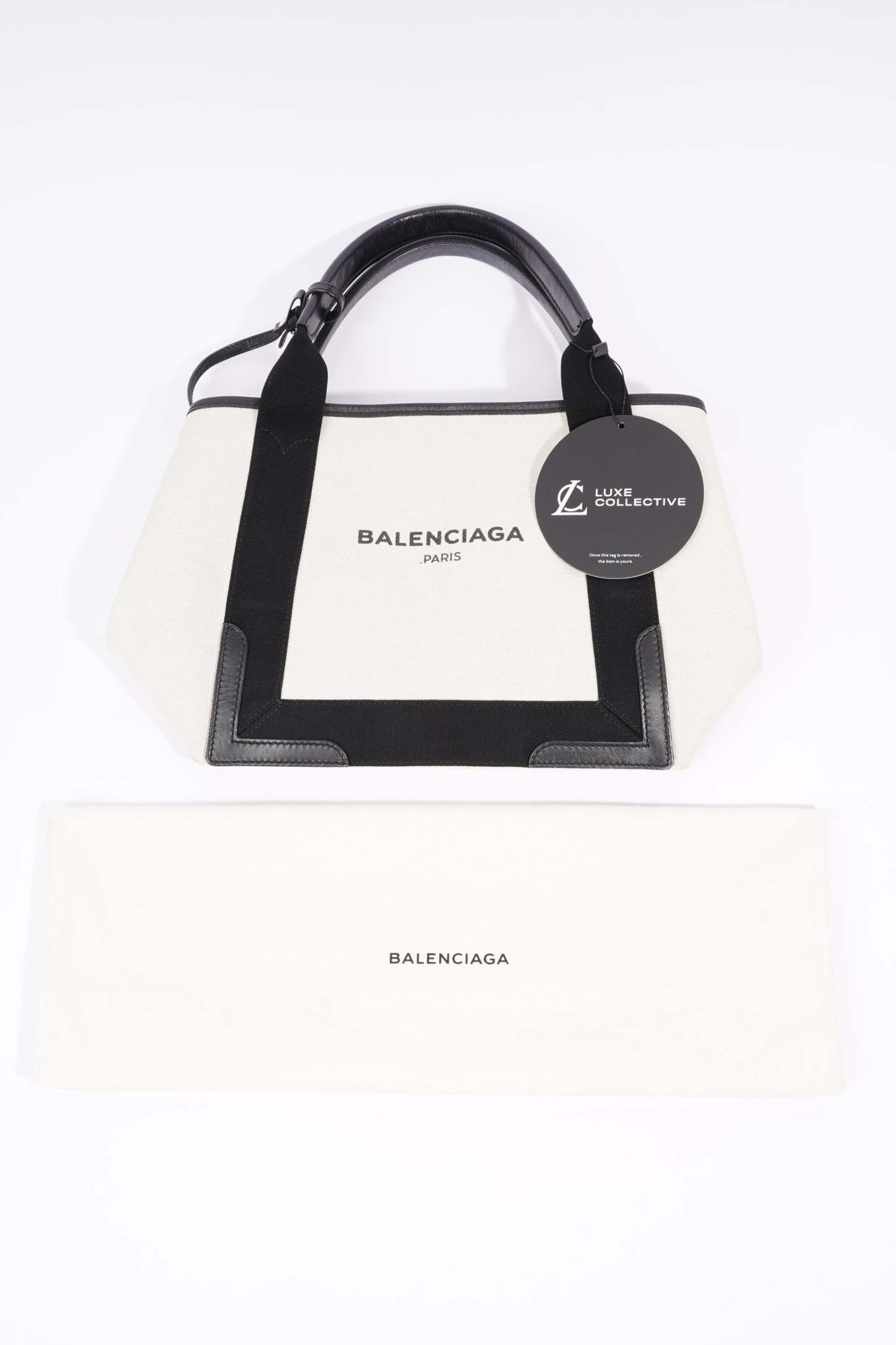 BALETKTNCIAGA Cabas Tote Bag Off white / Black Canvas Small