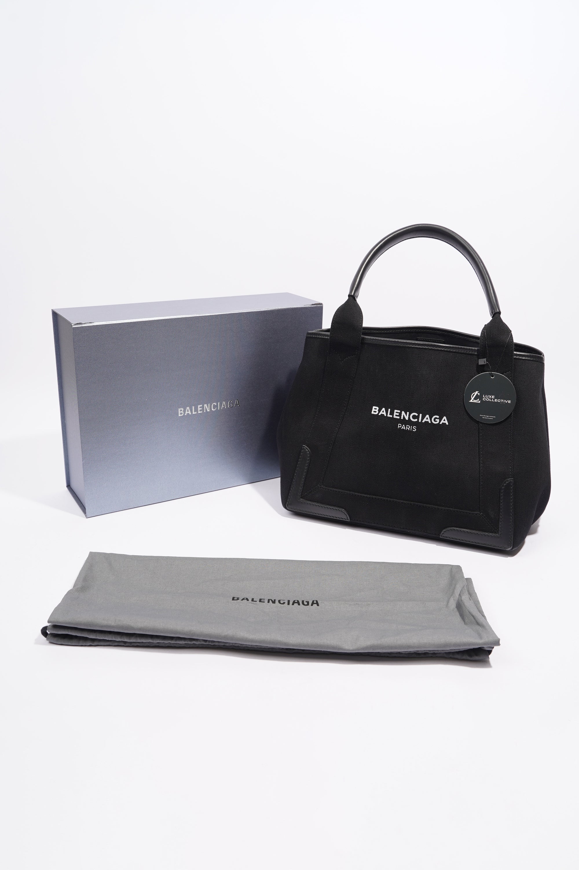 BALETKTNCIAGA Cabas Tote Bag Black Canvas Small