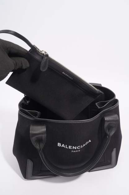 BALETKTNCIAGA Cabas Tote Bag Black Canvas Small