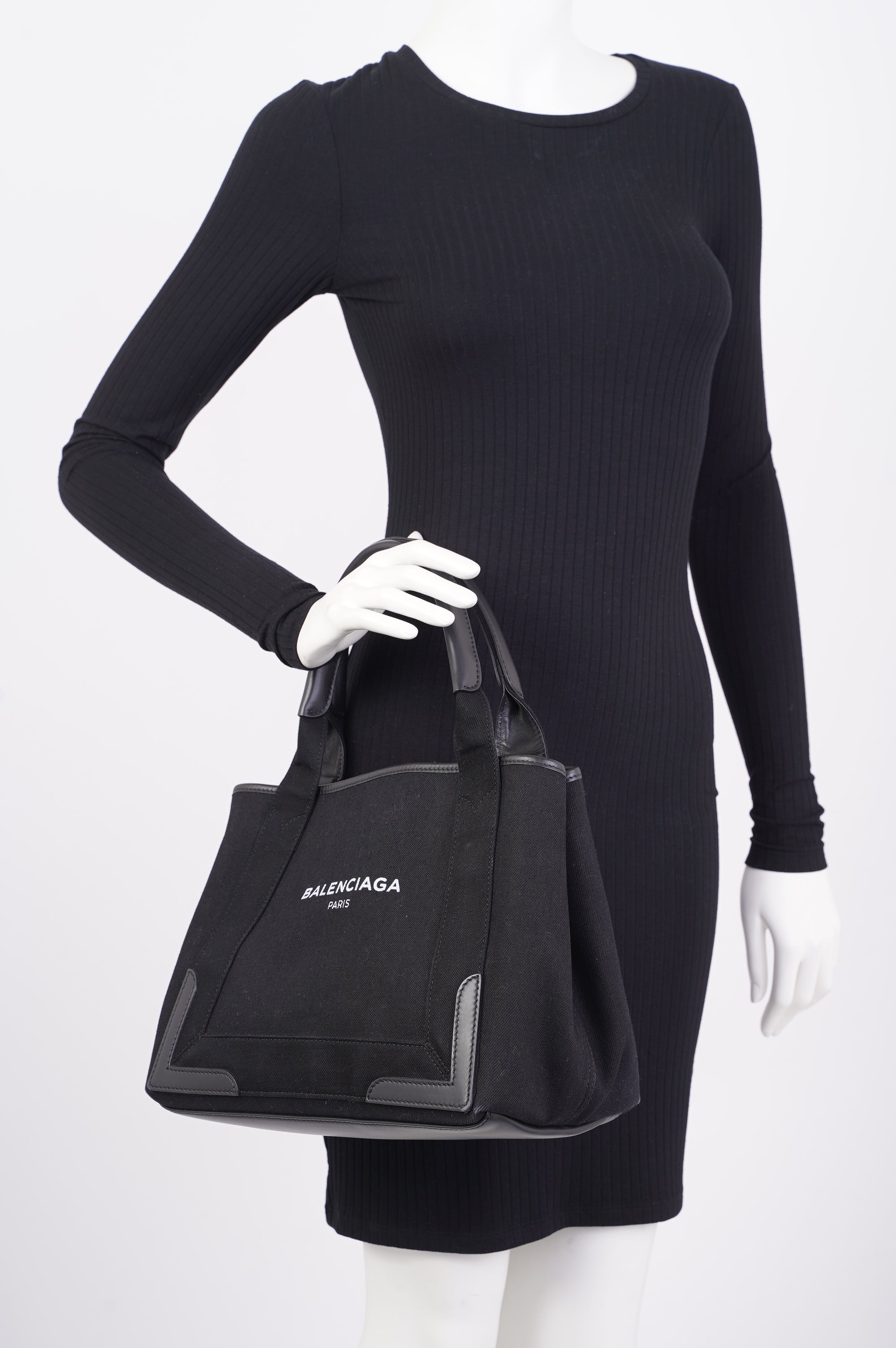 BALETKTNCIAGA Cabas Tote Bag Black Canvas Small