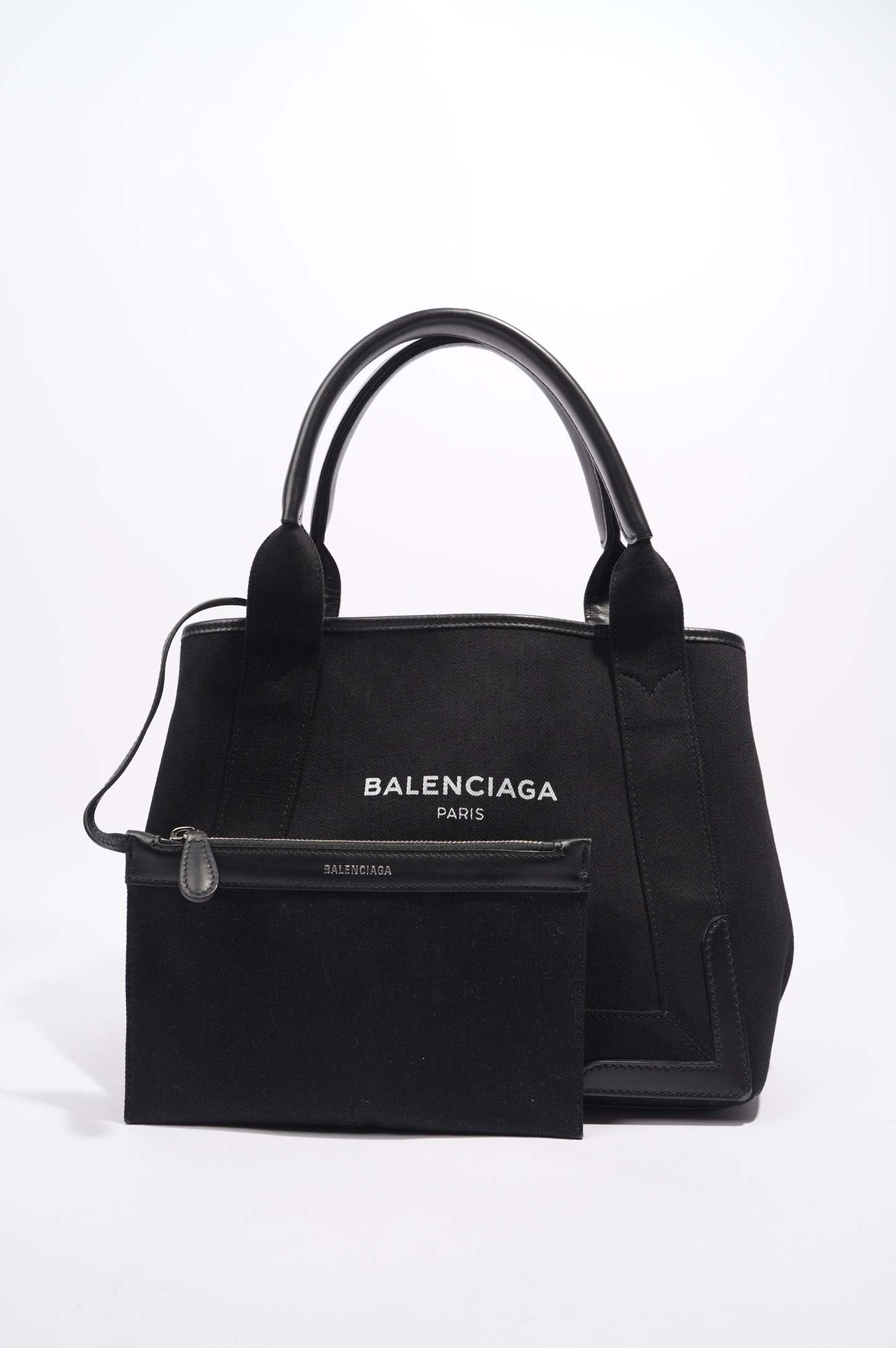 BALETKTNCIAGA Cabas Tote Bag Black Canvas Small