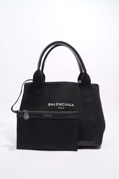 BALETKTNCIAGA Cabas Tote Bag Black Canvas Small