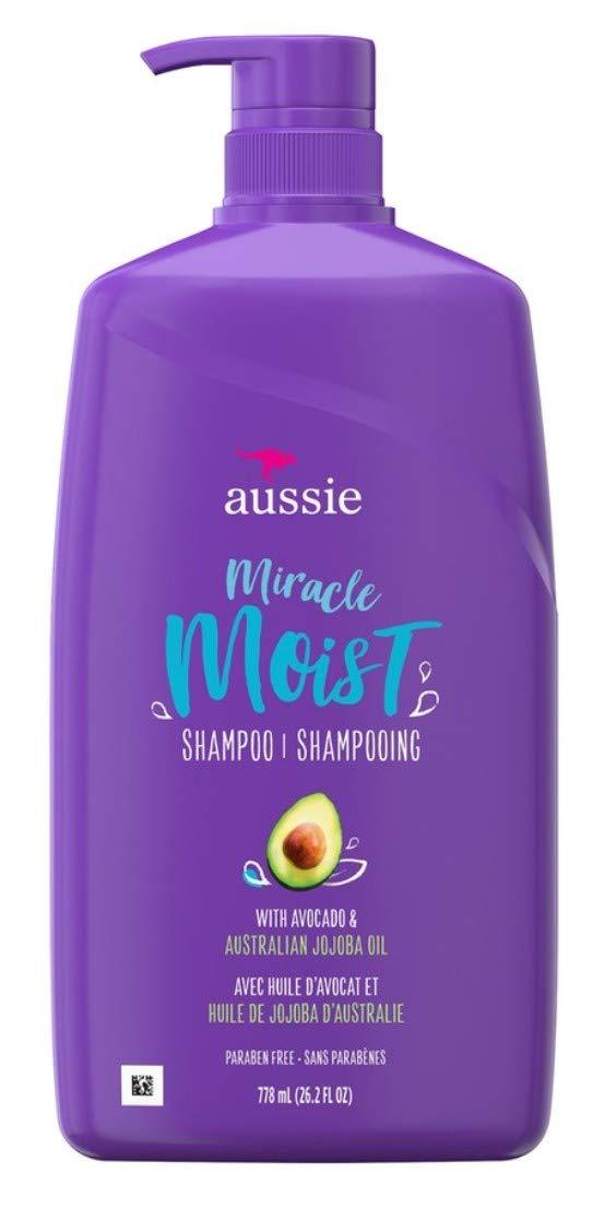 Aussie Paraben-Free Miracle Moist Shampoo W/ Avocado & Jojoba Oil For Dry Hair, 26.2 Fl Oz