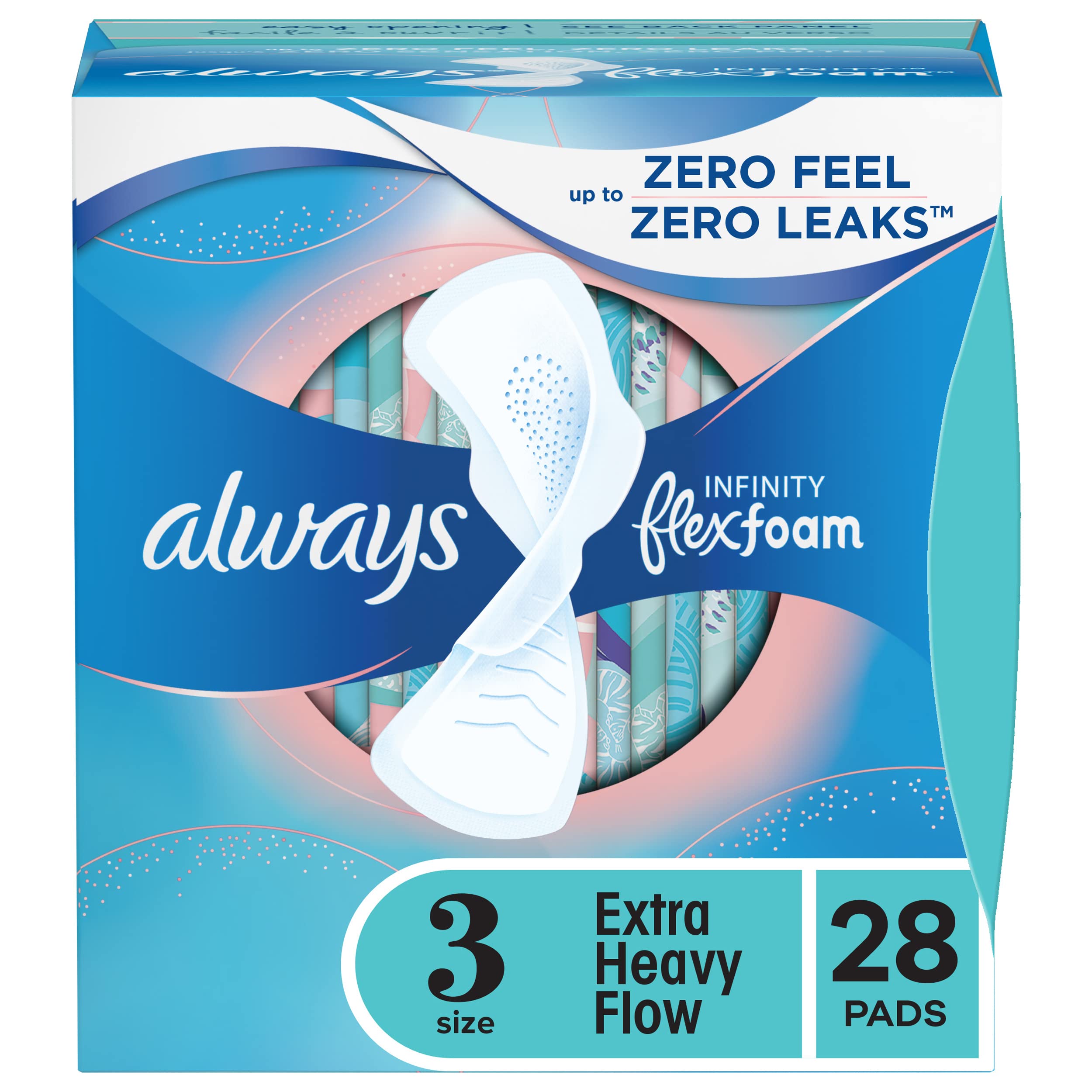 Always Infinity Flexfoam Pads For Women - Super Absorbency, 16 Ct