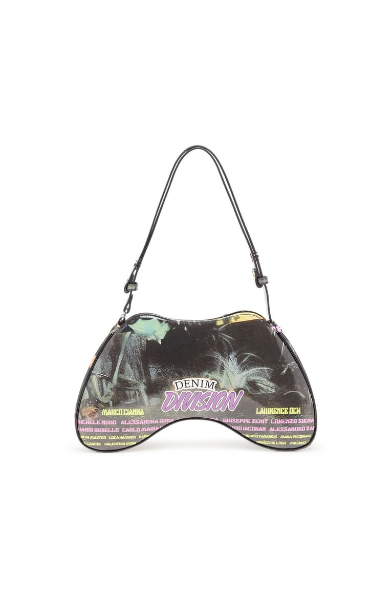 Play-Shoulder bag in printed glossy PU