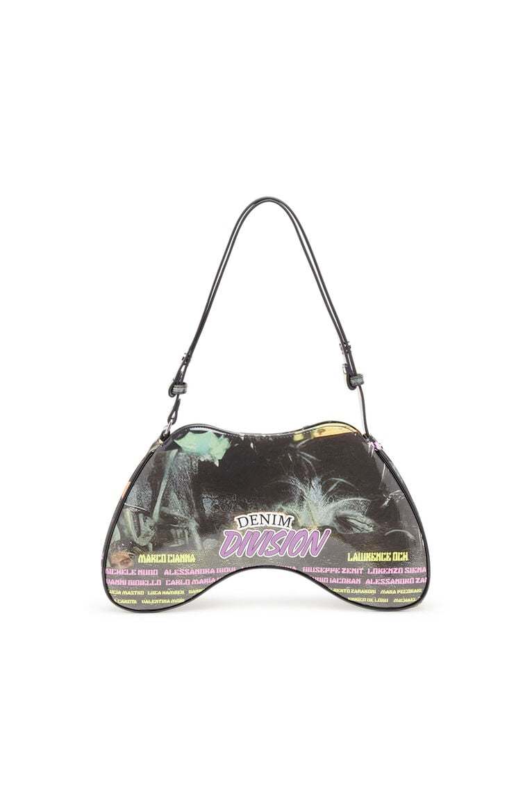 Play-Shoulder bag in printed glossy PU