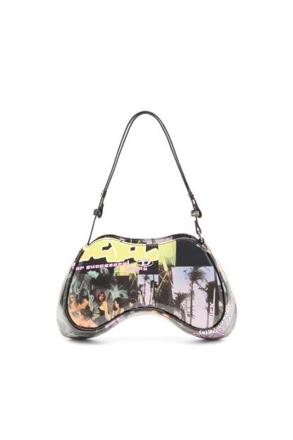 Play-Shoulder bag in printed glossy PU