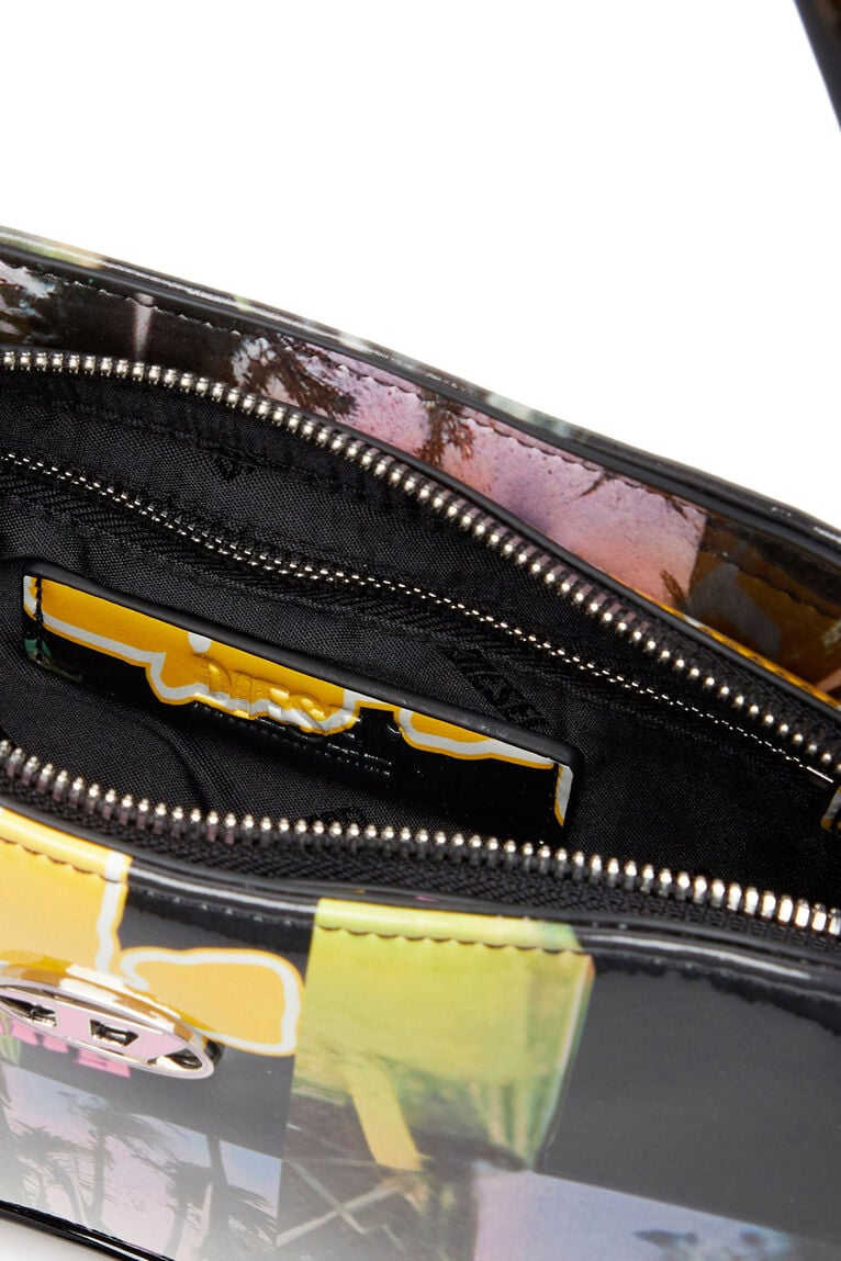 Play-Shoulder bag in printed glossy PU
