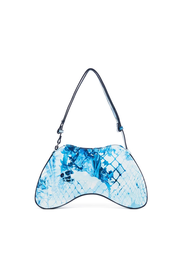 Play-Shoulder bag in printed glossy PU