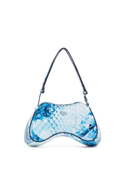 Play-Shoulder bag in printed glossy PU