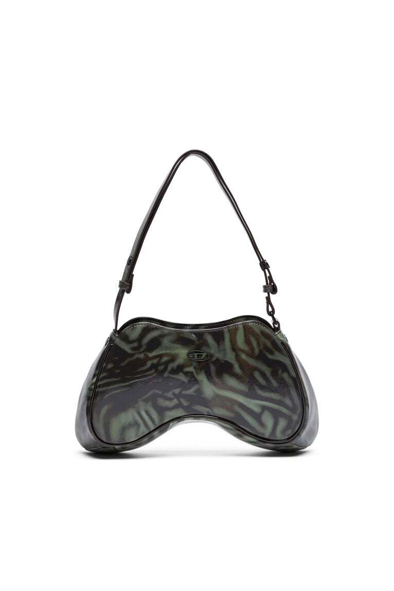 Play-Shoulder bag in printed glossy PU