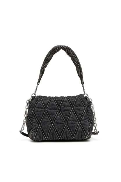 Charm-D M-Shoulder bag in quilted denim